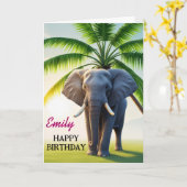 Grappige olifant Happy Birthday Kaart (Gele Bloem)