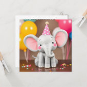 Grappige olifant Happy Birthday Kaart (Voorkant / Achterkant in situ)