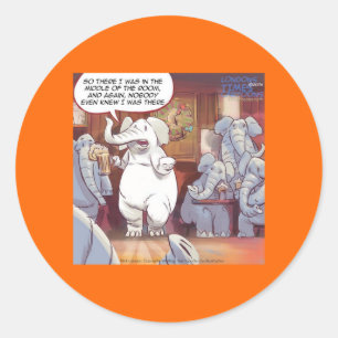 Grappige Olifant in de Kamer Ronde Sticker