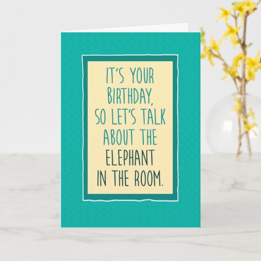 Grappige Olifant in de Kamer Verjaardag Kaart (Gele Bloem)