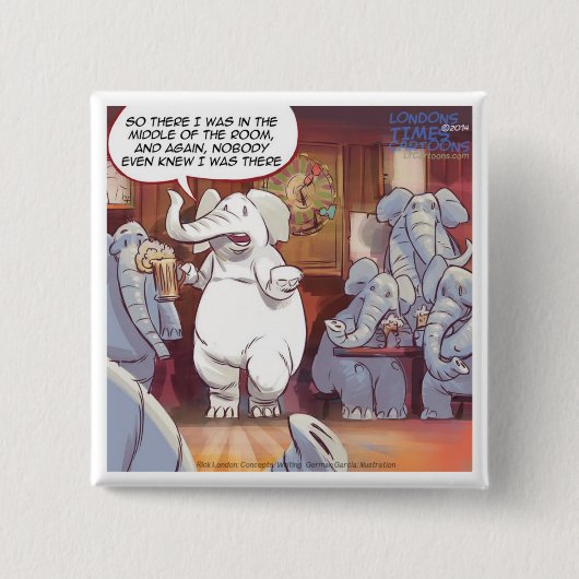 Grappige Olifant in de Kamer Vierkante Button 5,1 Cm (Voorkant)