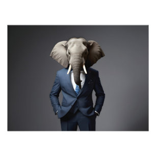 Grappige olifant in pak foto afdruk