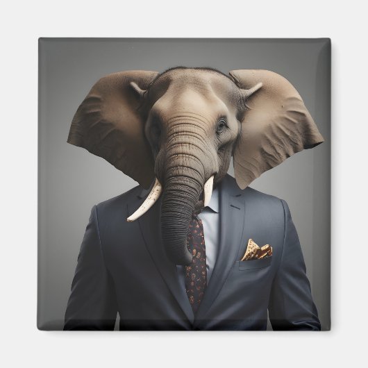 Grappige olifant in pak magneet (Voorkant)