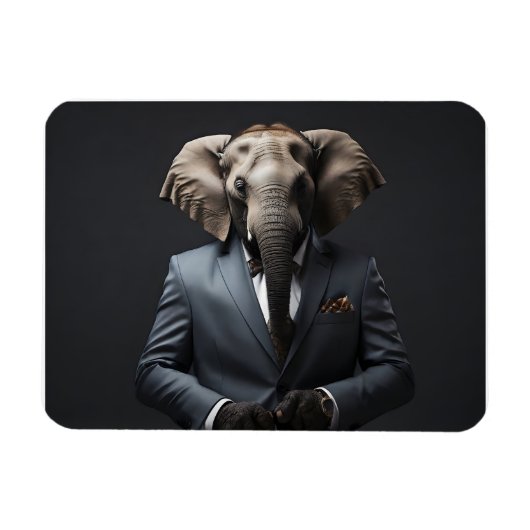 Grappige olifant in pak magneet (Horizontaal)