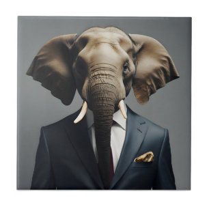 Grappige olifant in pak tegeltje