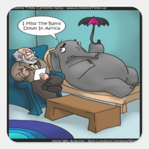 Grappige Olifant In Therapie Kaarten T-Shirts Cade Vierkante Sticker