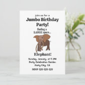 Grappige Olifant Jumbo Verjaardagsfeestje Kaart (Staand voorkant)