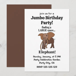 Grappige Olifant Jumbo Verjaardagsfeestje Kaart