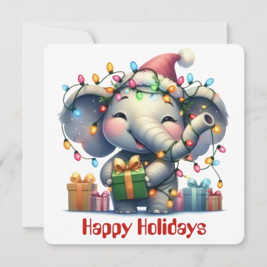 Grappige Olifant Kerst Kaart (Voorkant)