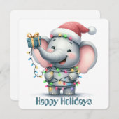 Grappige Olifant Kerst Kaart (Voorkant / Achterkant)