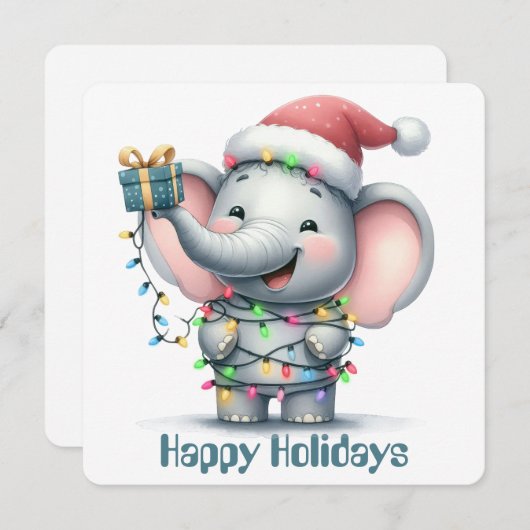 Grappige Olifant Kerst Kaart (Voorkant / Achterkant)