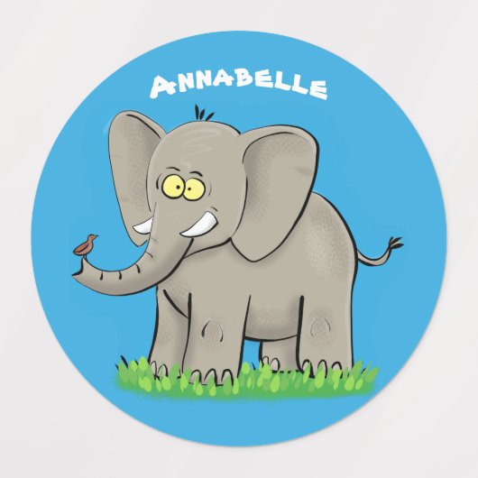 Grappige olifant met cartoon gepersonaliseerd labels (Design 1)