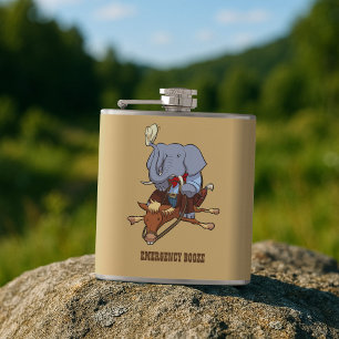 Grappige Olifant Nood Alcohol Cowboy Cartoon Heupfles