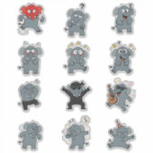 Grappige Olifant Sticker Pack — Mollige Cartoon (Voorkant)