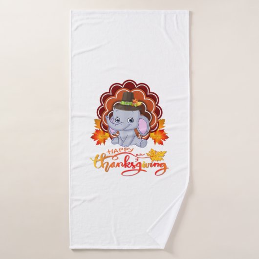 Grappige olifant Turkije Happy Thanksgiving Badhanddoek (Badhanddoek)