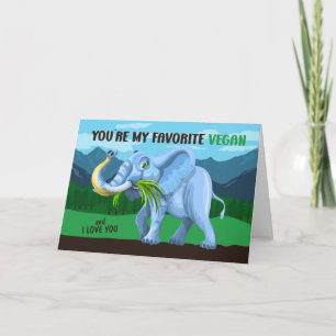 Grappige Olifant Vegan Valentijnsdag  Kaart