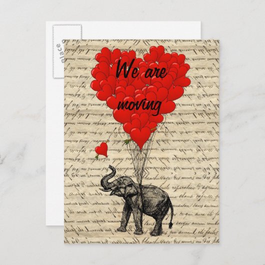 Grappige olifant wijziging van adreskaart aankondigingskaart (Voorkant / Achterkant)