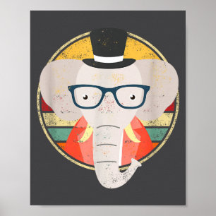 Grappige Olifant Wilde Natuur Safari Retro Vintage Poster