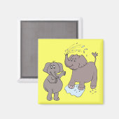 Grappige olifanten "cartoon" magneet (Voorkant / Achterkant)