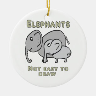 Grappige Olifanten Keramisch Ornament