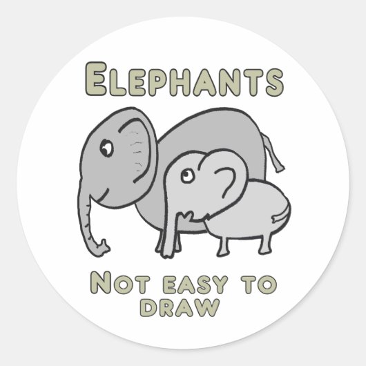 Grappige olifanten ronde sticker (Voorkant)