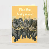 Grappige olifanten spelen muziek verjaardag kaart (Voorkant)