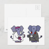Grappige olifantenbruid en bruidegom bruiloft ontw briefkaart (Voorkant / Achterkant)