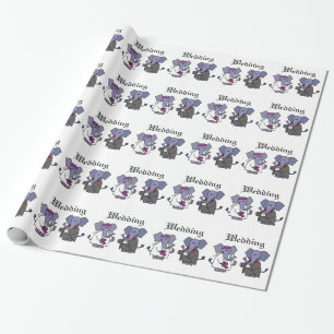 Grappige olifantenbruid en bruidegom bruiloft ontw cadeaupapier