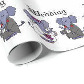 Grappige olifantenbruid en bruidegom bruiloft ontw cadeaupapier (Rol Hoek)