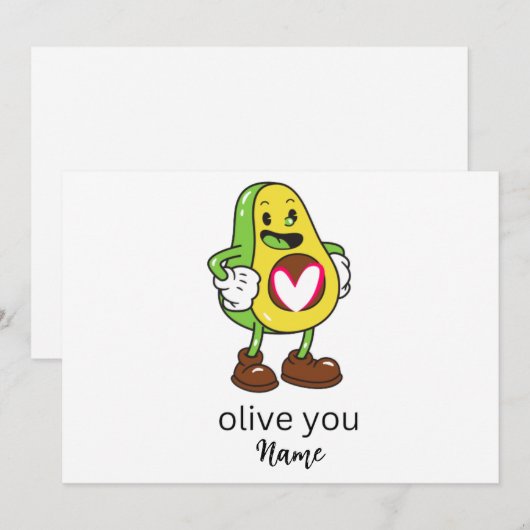 Grappige Olijf Je Humor Voeg Naam Toe Aanpasbaar C Aankondiging (Voorkant / Achterkant)