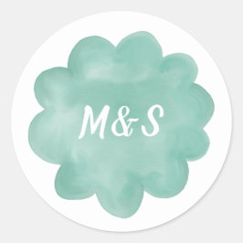 Grappige Olijfgroene Hand Getrokken Monogrammen Hu Ronde Sticker