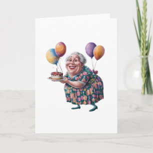 Grappige oma bloemenjurk verjaardagskunst kaart