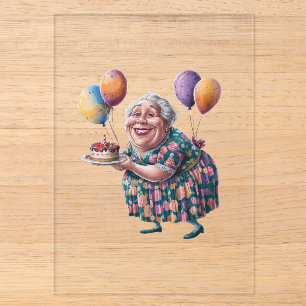 Grappige oma bloemetjesjurk verjaardagskunst acryl uitnodigingen