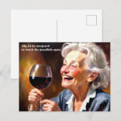 Grappige oma Drink wijn Briefkaart (Voorkant / Achterkant)
