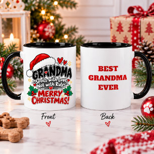 Grappige oma kerst cadeau met liefde verwend mok