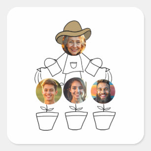 Grappige oma kleinkinderen foto's vierkante sticker