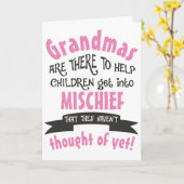 Grappige oma Mischief verjaardag Kaart (Gele Bloem)