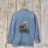 Grappige oma op motor denim jacket