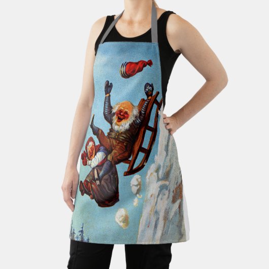 Grappige Oma Opa Sleigh Ride Wilhelm Larsen Schort (Insitu)