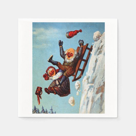 Grappige Oma Opa Sleigh Ride Wilhelm Larsen Servet (Voorkant)