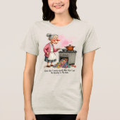 Grappige oma stopt was in de oven Tri-Blend shirt (Voorkant)
