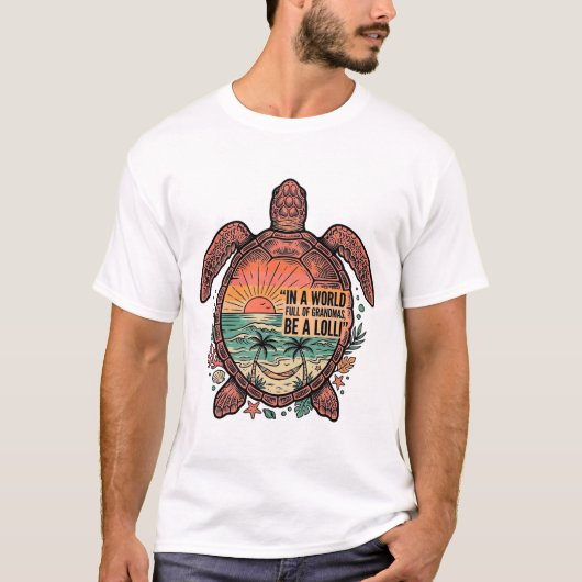 Grappige oma Turtle Beach vintage shirt ontwerp_1 (Voorkant)