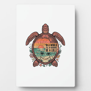 Grappige oma Turtle Beach vintage shirt ontwerp_1 Fotoplaat