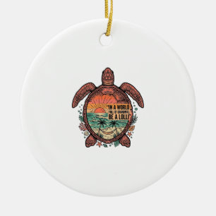 Grappige oma Turtle Beach vintage shirt ontwerp_1 Keramisch Ornament