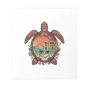 Grappige oma Turtle Beach vintage shirt ontwerp_1 Notitieblok