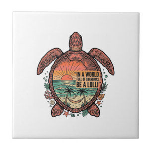Grappige oma Turtle Beach vintage shirt ontwerp_1 Tegeltje