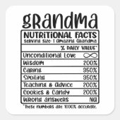 Grappige Oma Voedingsfeiten | Lieve Grootouder Vierkante Sticker (Voorkant)