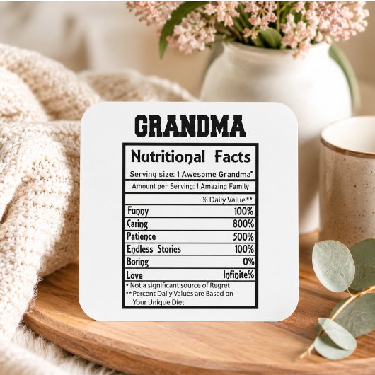 Grappige Oma Voedingsfeiten | Lieve Grootouder Vierkante Sticker