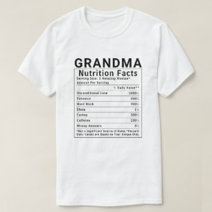 Grappige Oma Voedingsfeiten Moederdag Geschenk T-shirt