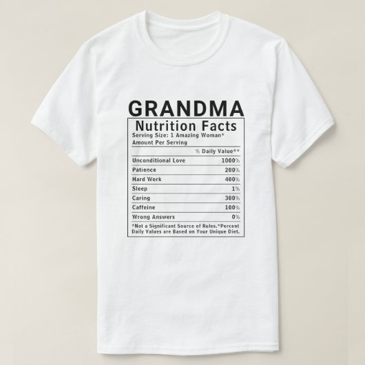 Grappige Oma Voedingsfeiten Moederdag Geschenk T-shirt (Design voorkant)